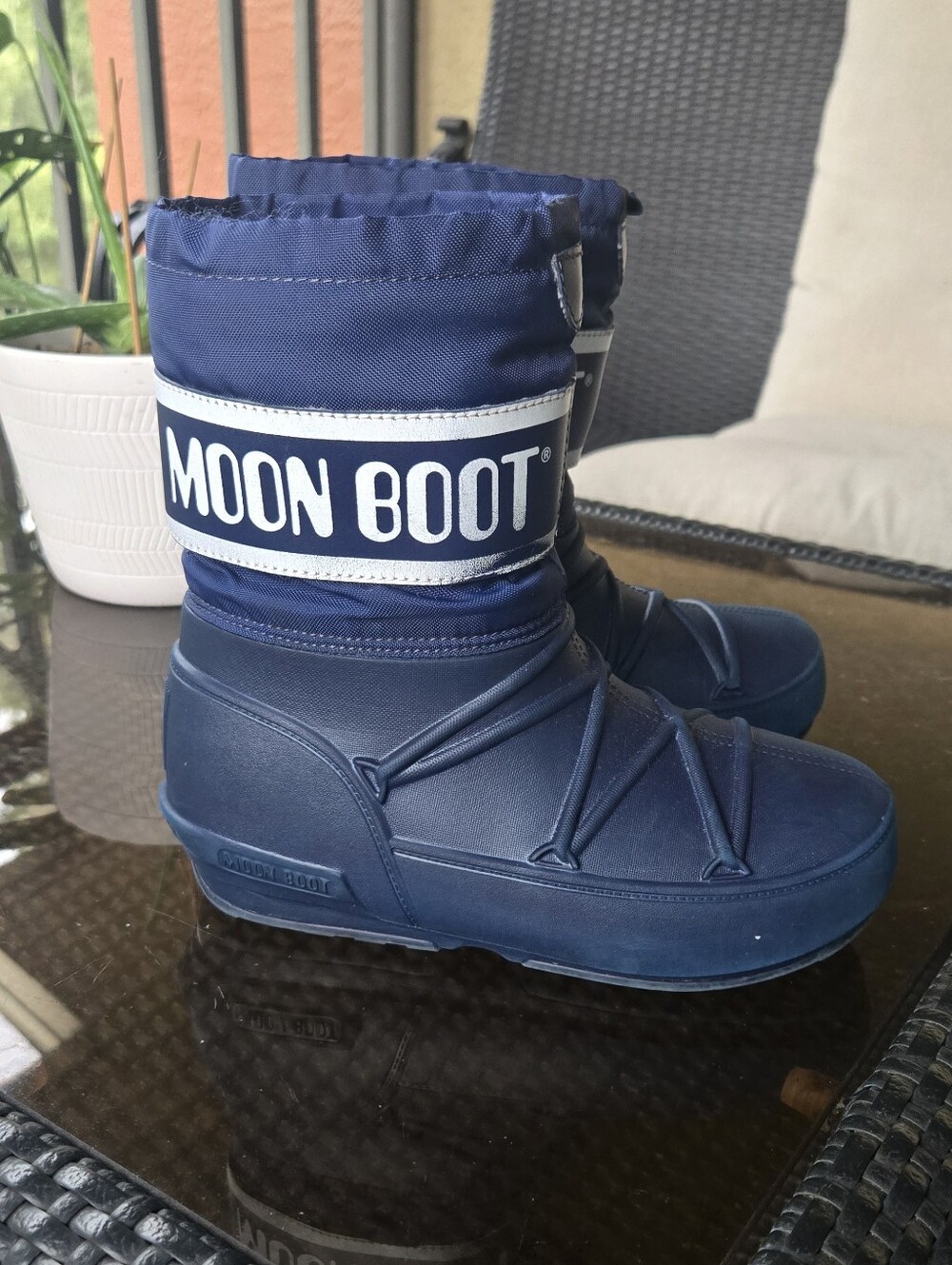 Moon Boots Pod Kids Toddlers Navy Blue Snow Winter Boots Size 13.5/14